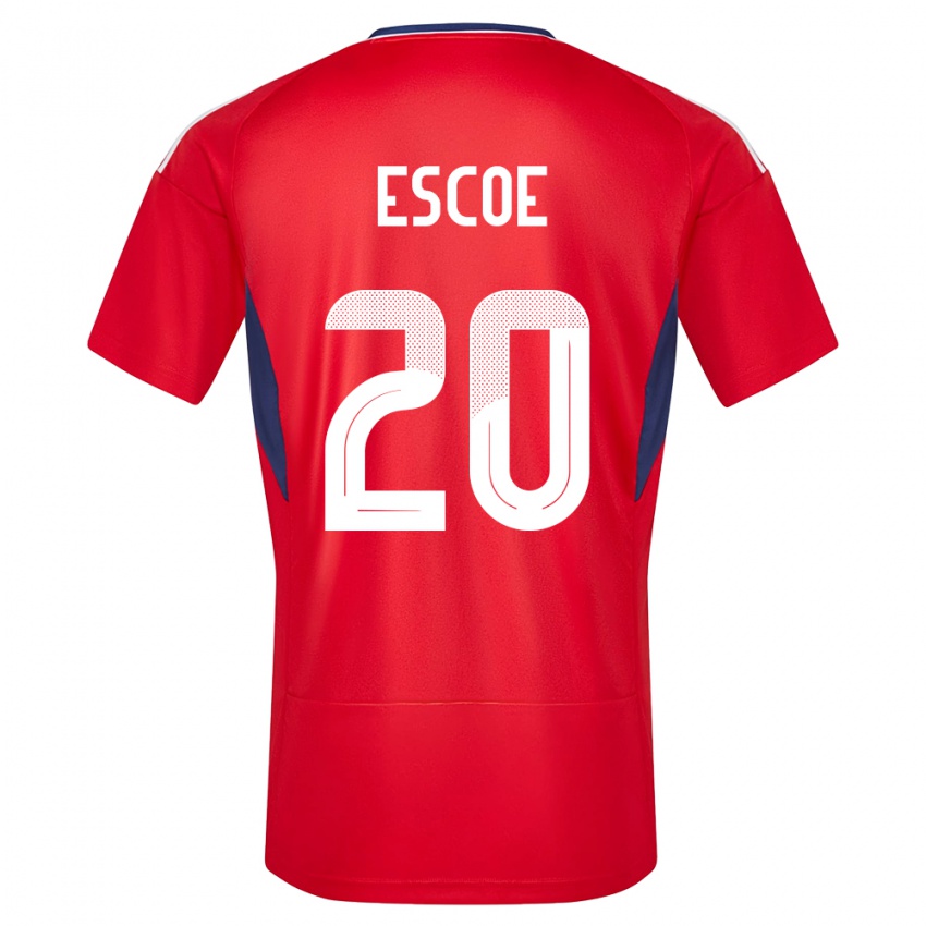 Børn Costa Rica Enyel Escoe #20 Rød Hjemmebane Spillertrøjer 24-26 Trøje T-Shirt
