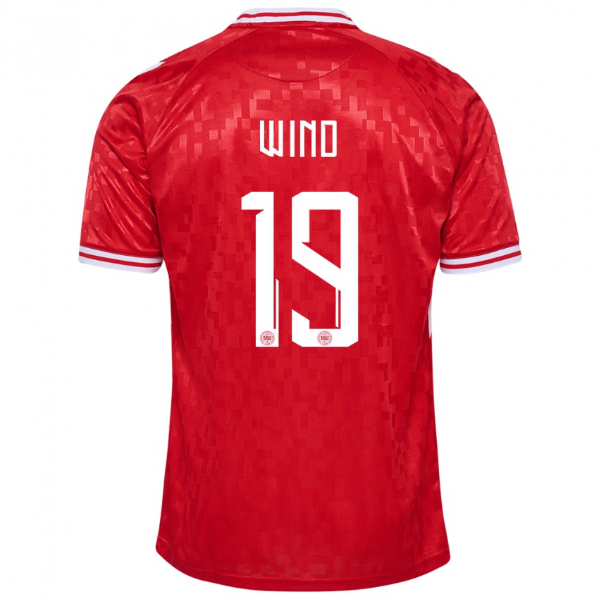 Børn Danmark Jonas Wind #19 Rød Hjemmebane Spillertrøjer 24-26 Trøje T-Shirt