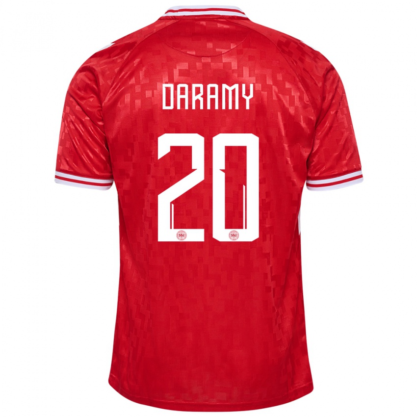 Børn Danmark Mohamed Daramy #20 Rød Hjemmebane Spillertrøjer 24-26 Trøje T-Shirt