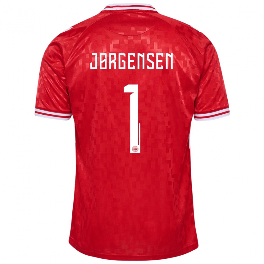 Børn Danmark Filip Jørgensen #1 Rød Hjemmebane Spillertrøjer 24-26 Trøje T-Shirt