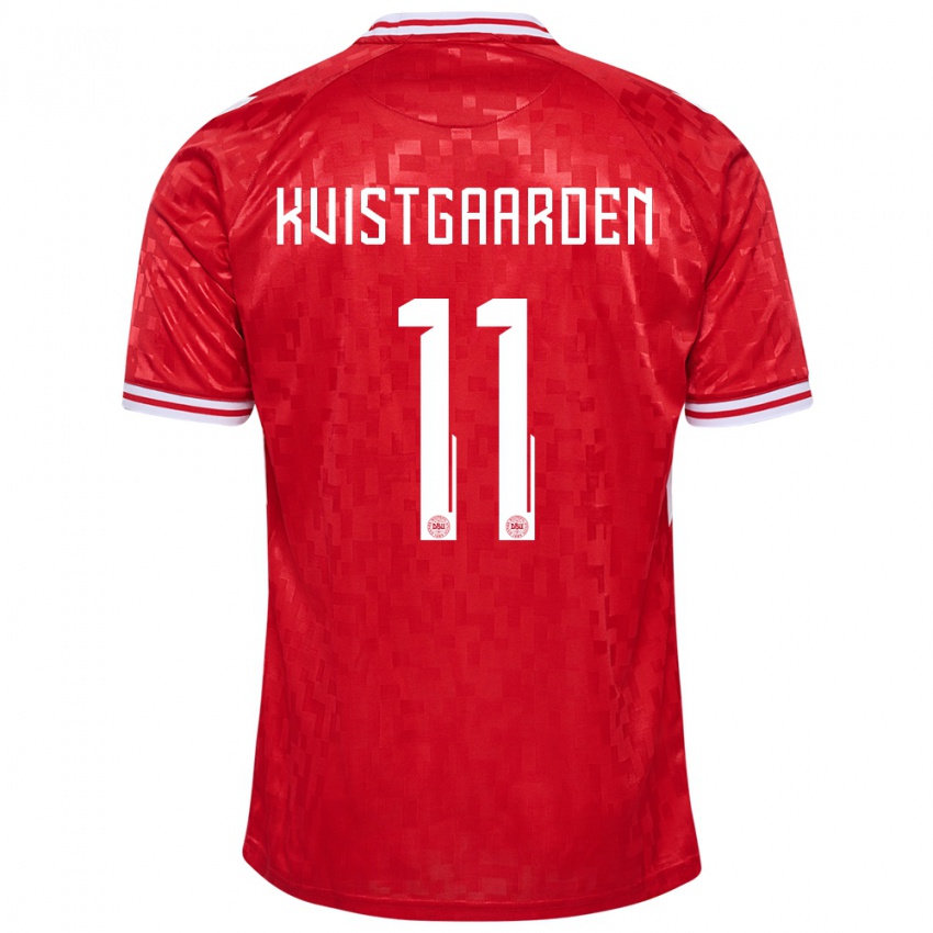 Børn Danmark Mathias Kvistgaarden #11 Rød Hjemmebane Spillertrøjer 24-26 Trøje T-Shirt