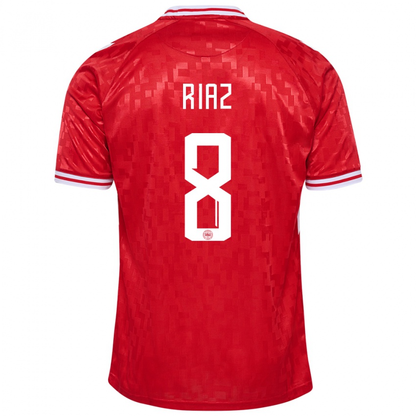 Børn Danmark Danial Riaz #8 Rød Hjemmebane Spillertrøjer 24-26 Trøje T-Shirt
