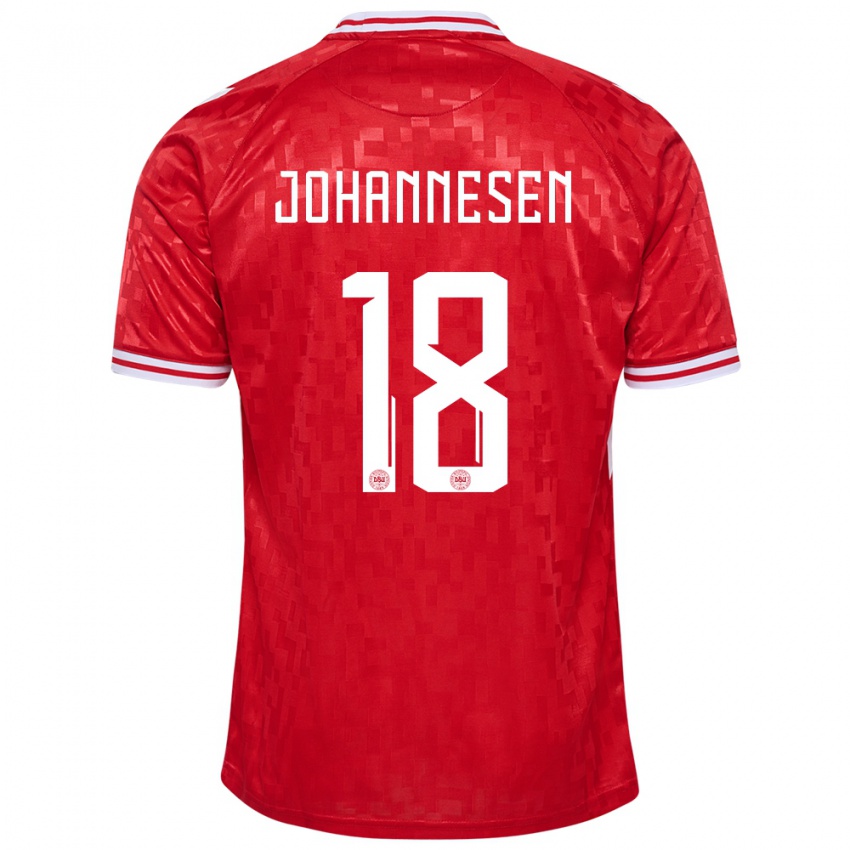 Børn Danmark Sofus Johannesen #18 Rød Hjemmebane Spillertrøjer 24-26 Trøje T-Shirt