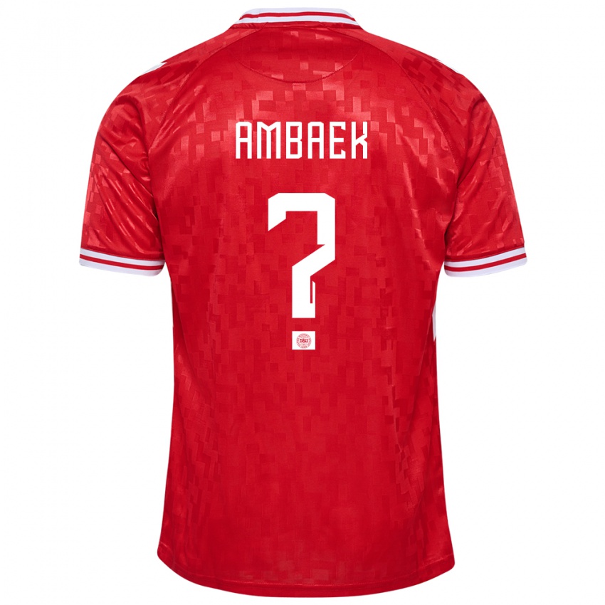 Børn Danmark Jacob Ambaek #0 Rød Hjemmebane Spillertrøjer 24-26 Trøje T-Shirt