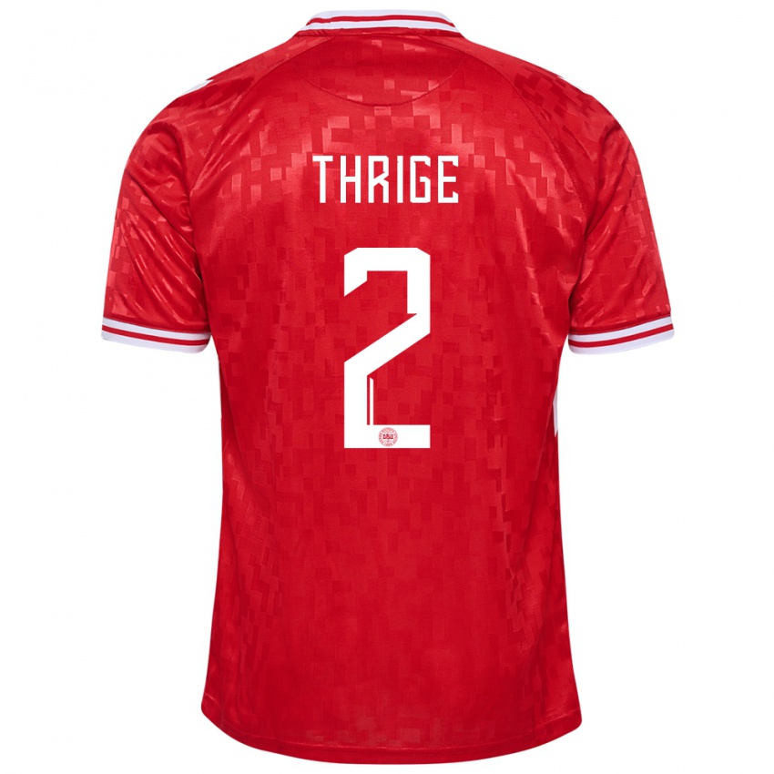 Børn Danmark Sara Thrige #2 Rød Hjemmebane Spillertrøjer 24-26 Trøje T-Shirt