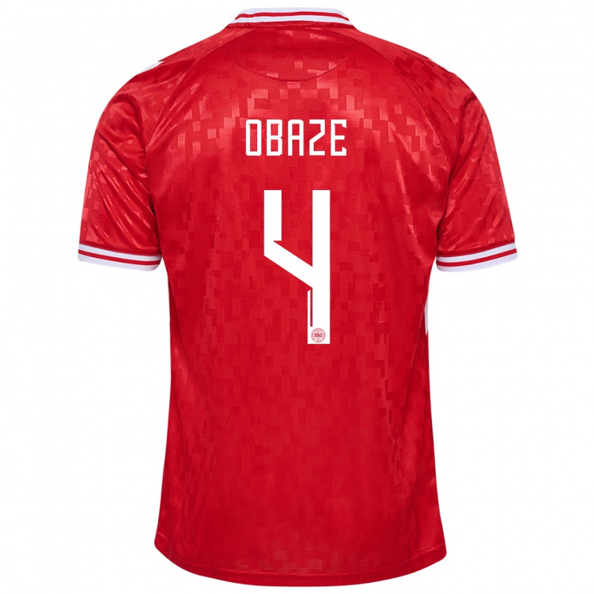 Børn Danmark Isabella Obaze #4 Rød Hjemmebane Spillertrøjer 24-26 Trøje T-Shirt