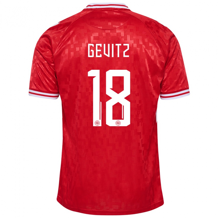 Børn Danmark Luna Gevitz #18 Rød Hjemmebane Spillertrøjer 24-26 Trøje T-Shirt