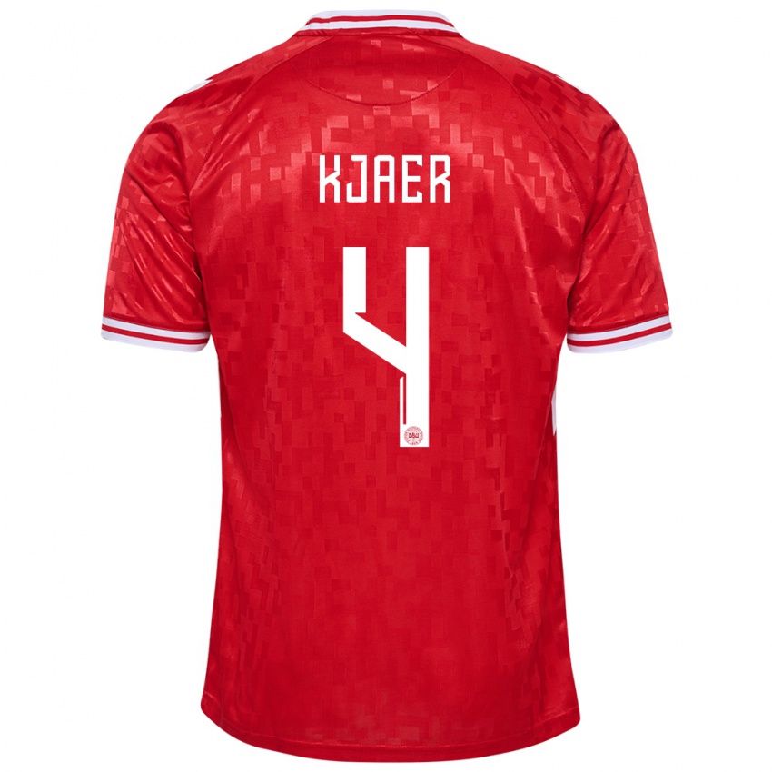 Børn Danmark Simon Kjaer #4 Rød Hjemmebane Spillertrøjer 24-26 Trøje T-Shirt