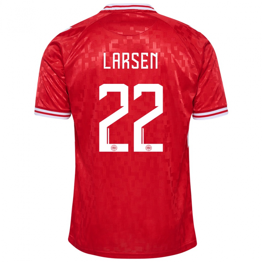Børn Danmark Kathrine Larsen #22 Rød Hjemmebane Spillertrøjer 24-26 Trøje T-Shirt