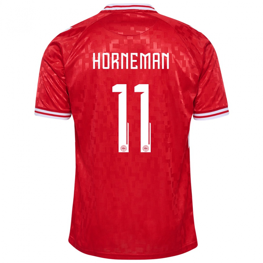 Børn Danmark Charly Horneman #11 Rød Hjemmebane Spillertrøjer 24-26 Trøje T-Shirt