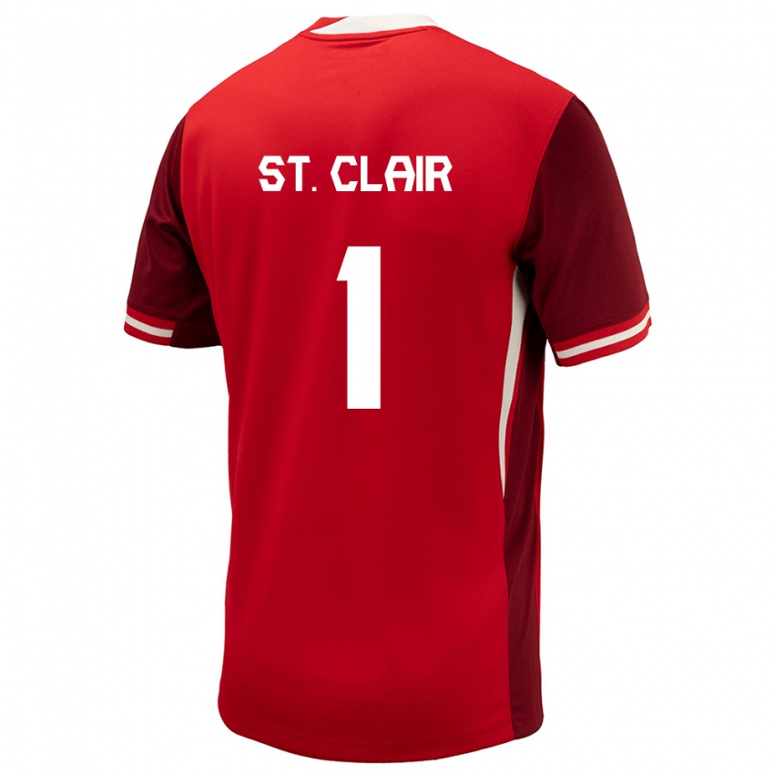 Børn Canada Dayne St Clair #1 Rød Hjemmebane Spillertrøjer 24-26 Trøje T-Shirt