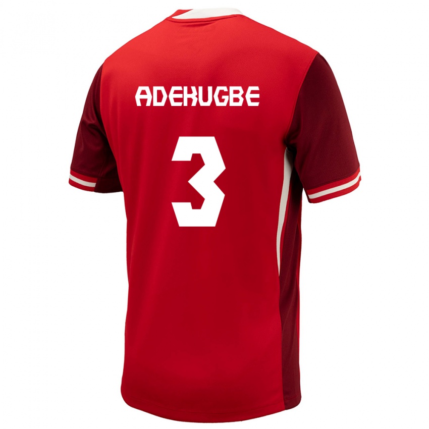 Børn Canada Samuel Adekugbe #3 Rød Hjemmebane Spillertrøjer 24-26 Trøje T-Shirt