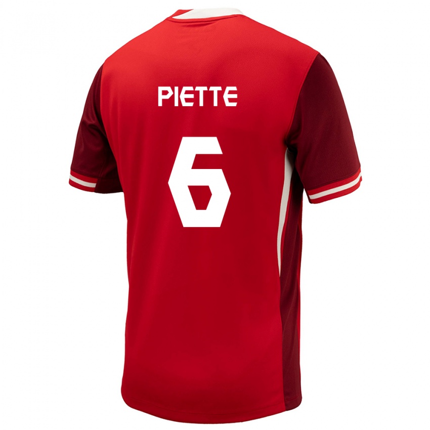 Børn Canada Samuel Piette #6 Rød Hjemmebane Spillertrøjer 24-26 Trøje T-Shirt