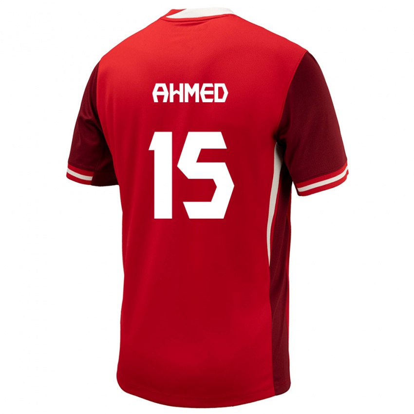 Børn Canada Ali Ahmed #15 Rød Hjemmebane Spillertrøjer 24-26 Trøje T-Shirt