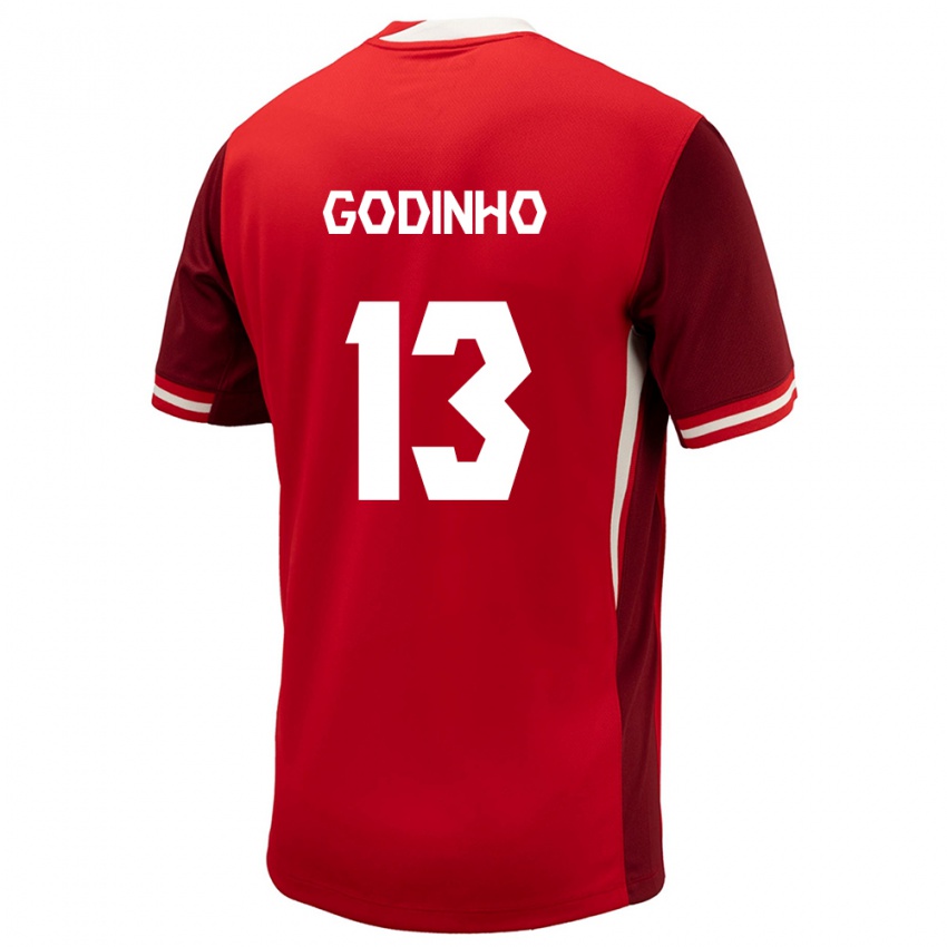 Børn Canada Marcus Godinho #13 Rød Hjemmebane Spillertrøjer 24-26 Trøje T-Shirt