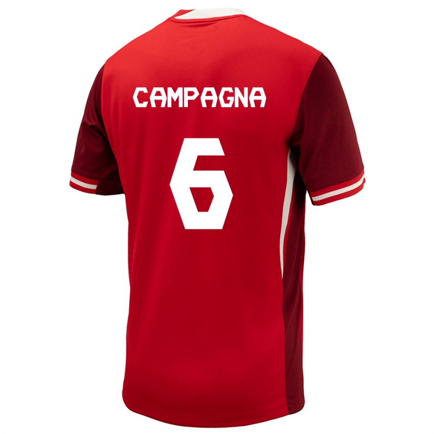 Børn Canada Matteo Campagna #6 Rød Hjemmebane Spillertrøjer 24-26 Trøje T-Shirt