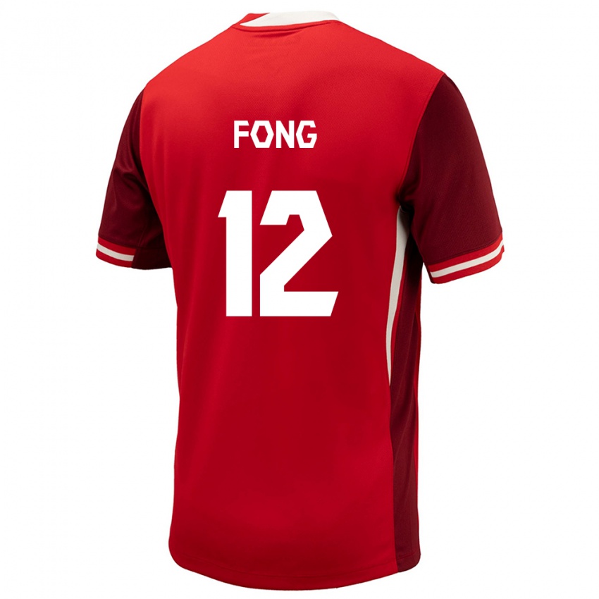 Børn Canada Aidan Fong #12 Rød Hjemmebane Spillertrøjer 24-26 Trøje T-Shirt