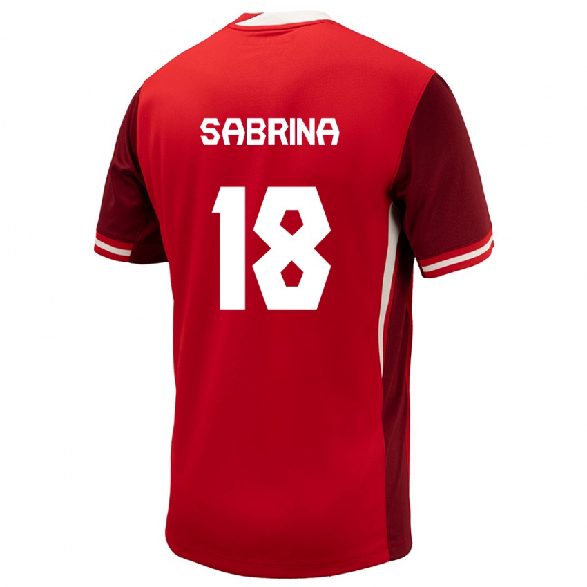 Børn Canada Sabrina D Angelo #18 Rød Hjemmebane Spillertrøjer 24-26 Trøje T-Shirt