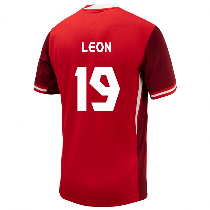 Børn Canada Adriana Leon #19 Rød Hjemmebane Spillertrøjer 24-26 Trøje T-Shirt