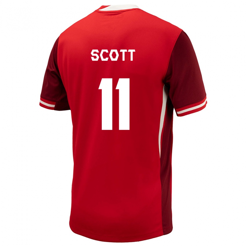 Børn Canada Desiree Scott #11 Rød Hjemmebane Spillertrøjer 24-26 Trøje T-Shirt