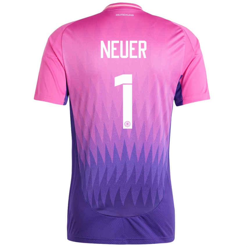 Børn Tyskland Manuel Neuer #1 Pink Lilla Udebane Spillertrøjer 24-26 Trøje T-Shirt