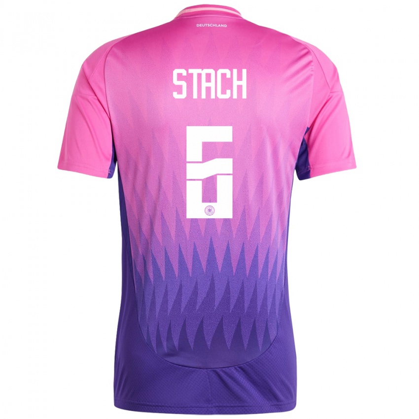 Børn Tyskland Anton Stach #6 Pink Lilla Udebane Spillertrøjer 24-26 Trøje T-Shirt