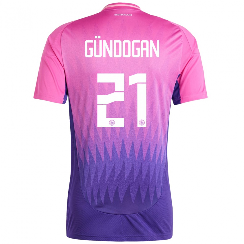 Børn Tyskland Ilkay Gundogan #21 Pink Lilla Udebane Spillertrøjer 24-26 Trøje T-Shirt