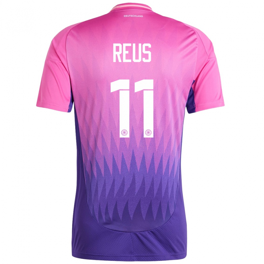Børn Tyskland Marco Reus #11 Pink Lilla Udebane Spillertrøjer 24-26 Trøje T-Shirt