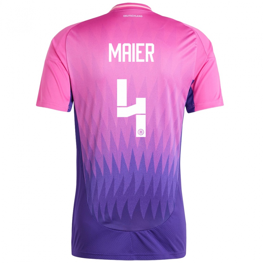 Børn Tyskland Leonie Maier #4 Pink Lilla Udebane Spillertrøjer 24-26 Trøje T-Shirt