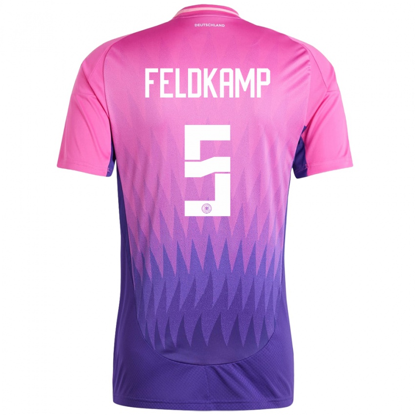 Børn Tyskland Jana Feldkamp #5 Pink Lilla Udebane Spillertrøjer 24-26 Trøje T-Shirt