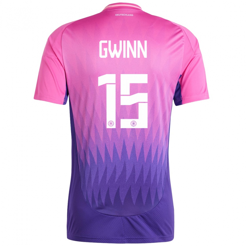Børn Tyskland Giulia Gwinn #15 Pink Lilla Udebane Spillertrøjer 24-26 Trøje T-Shirt