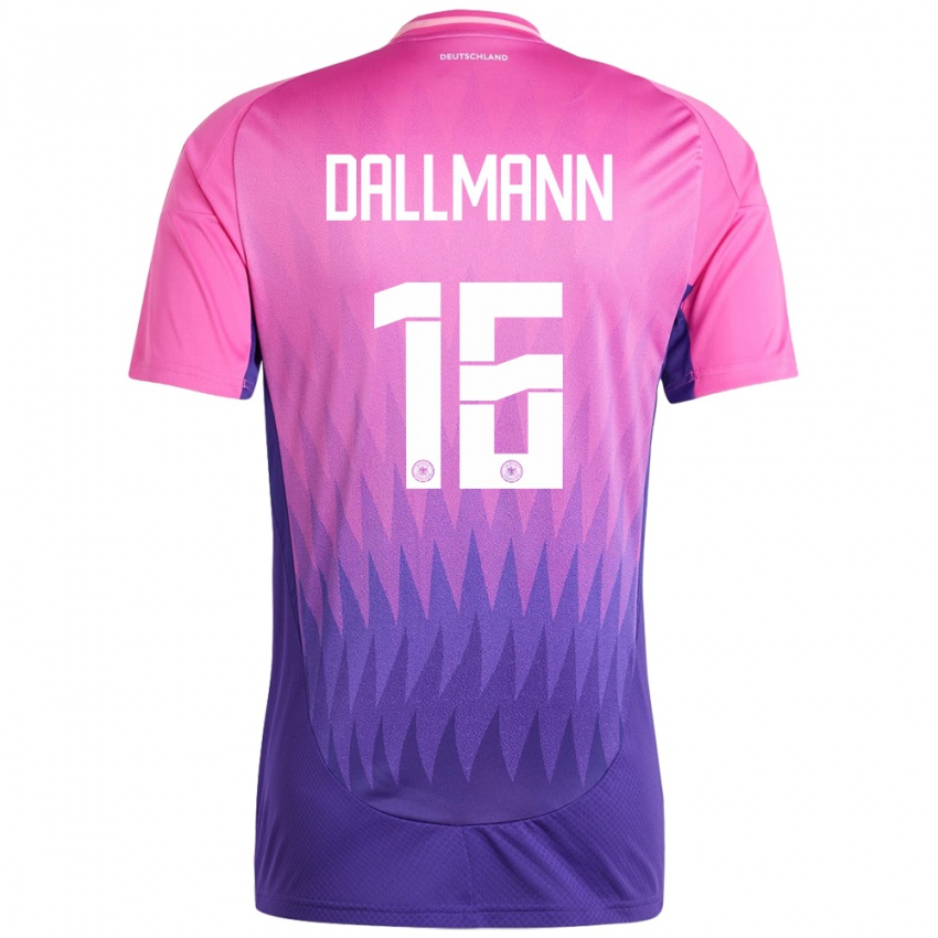 Børn Tyskland Linda Dallmann #16 Pink Lilla Udebane Spillertrøjer 24-26 Trøje T-Shirt