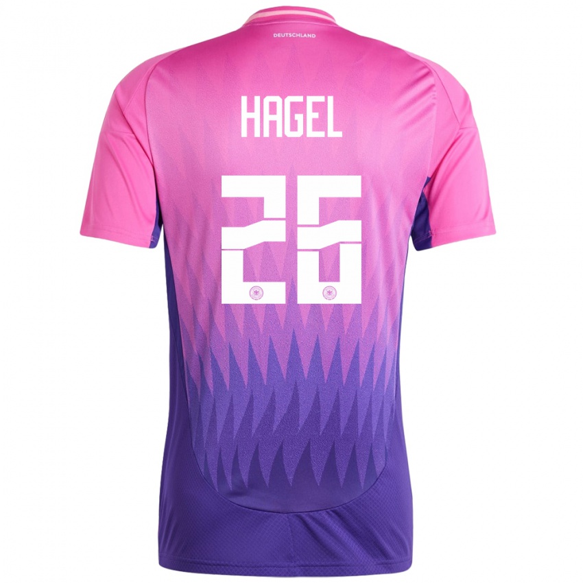 Børn Tyskland Chantal Hagel #26 Pink Lilla Udebane Spillertrøjer 24-26 Trøje T-Shirt