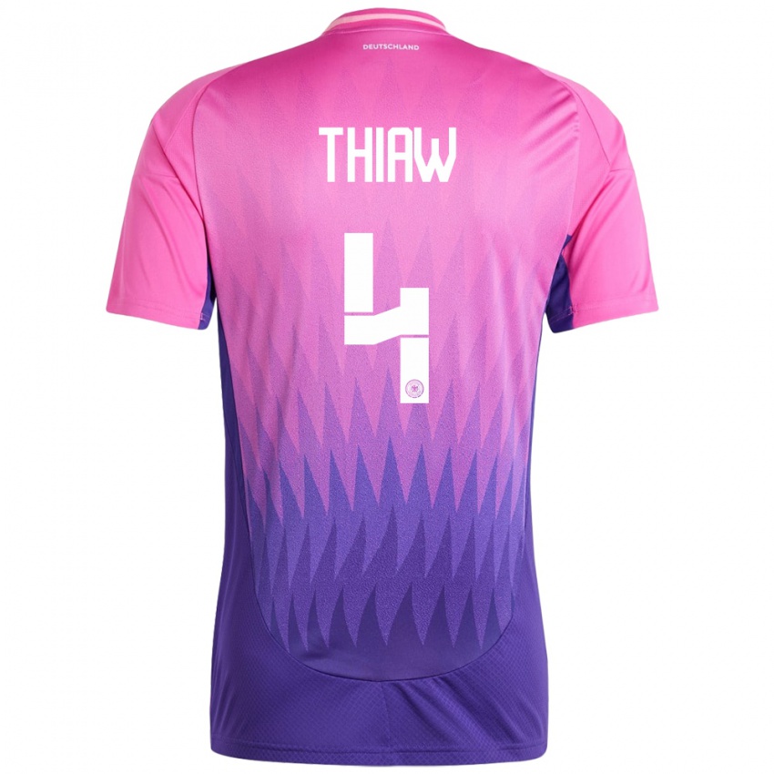 Børn Tyskland Malick Thiaw #4 Pink Lilla Udebane Spillertrøjer 24-26 Trøje T-Shirt