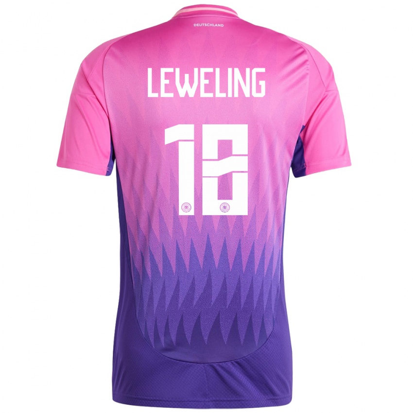 Børn Tyskland Jamie Leweling #18 Pink Lilla Udebane Spillertrøjer 24-26 Trøje T-Shirt
