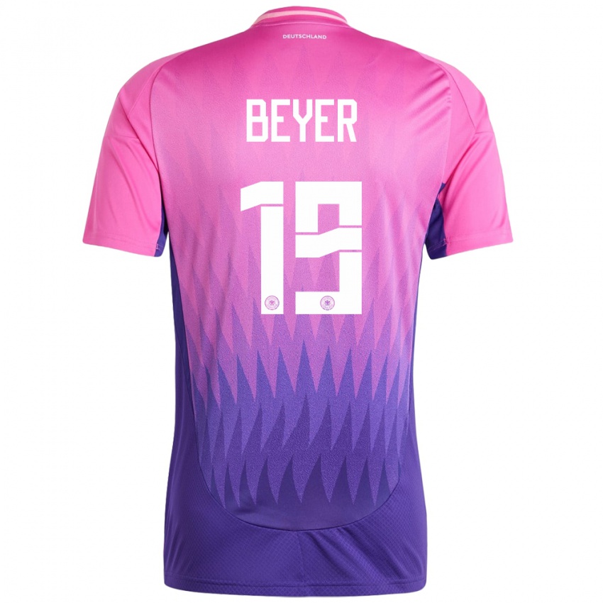 Børn Tyskland Jordan Beyer #19 Pink Lilla Udebane Spillertrøjer 24-26 Trøje T-Shirt