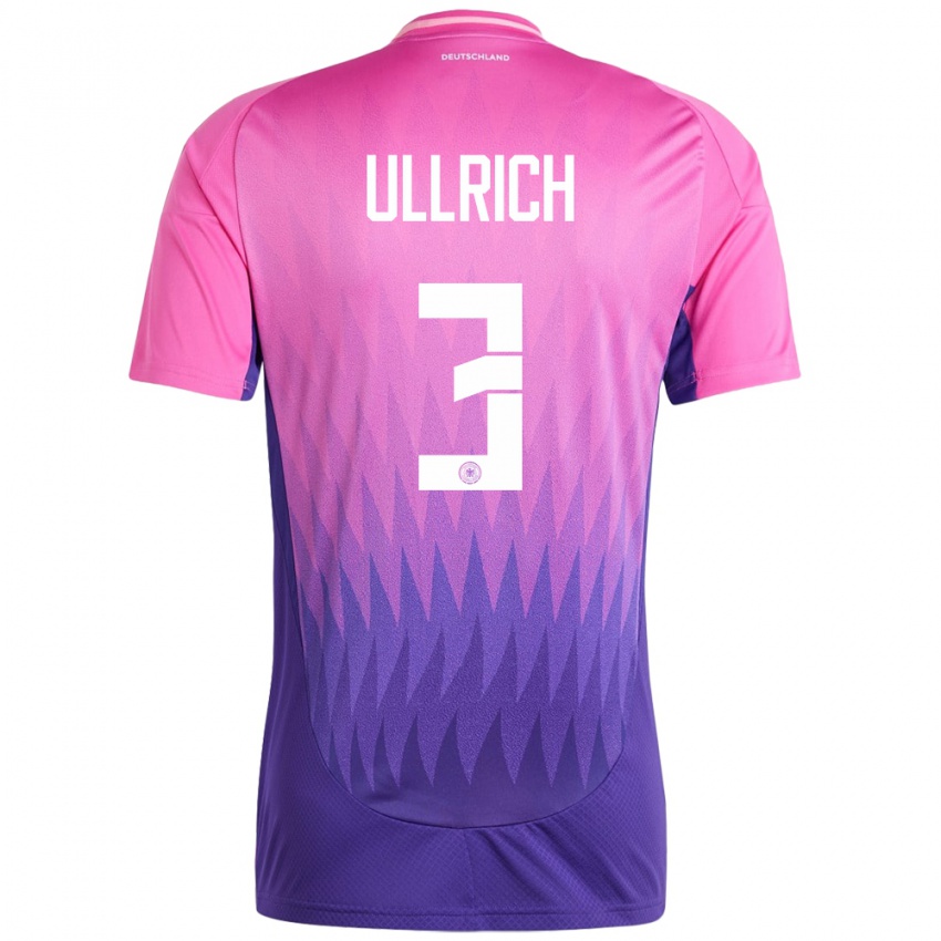 Børn Tyskland Lukas Ullrich #3 Pink Lilla Udebane Spillertrøjer 24-26 Trøje T-Shirt
