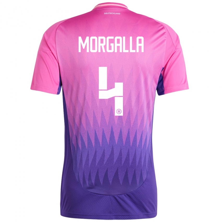 Børn Tyskland Leandro Morgalla #4 Pink Lilla Udebane Spillertrøjer 24-26 Trøje T-Shirt