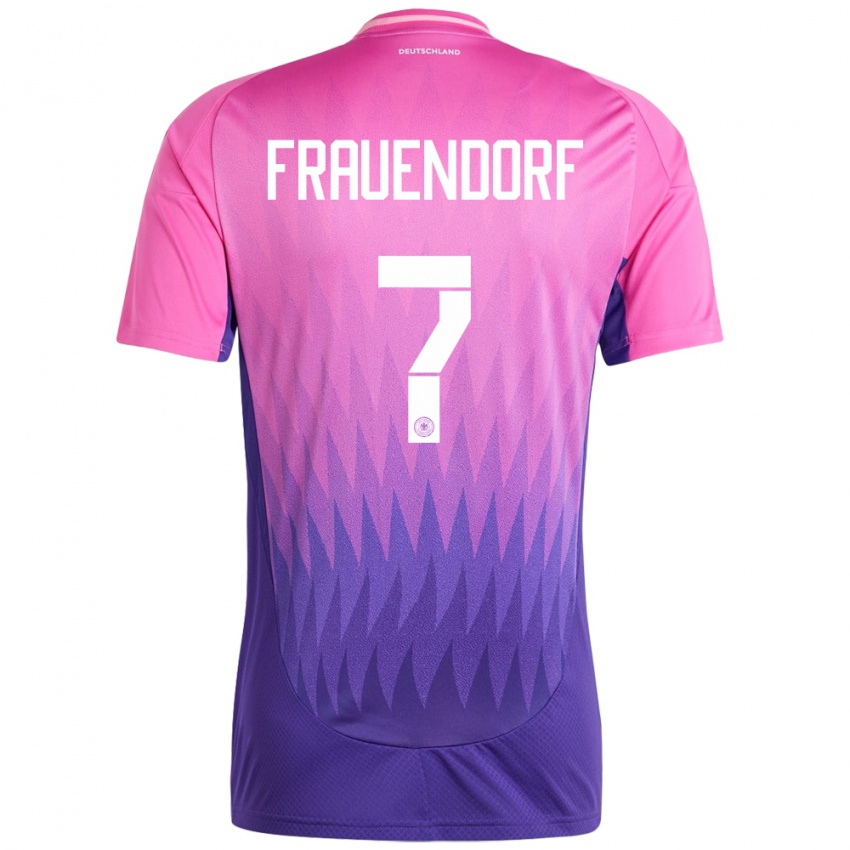 Børn Tyskland Melkamu Frauendorf #7 Pink Lilla Udebane Spillertrøjer 24-26 Trøje T-Shirt