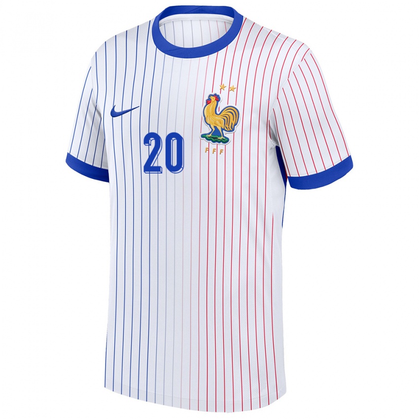 Børn Frankrig Pierre Kalulu #20 Hvid Udebane Spillertrøjer 24-26 Trøje T-Shirt
