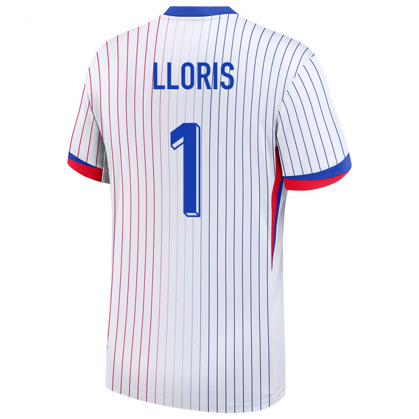 Børn Frankrig Hugo Lloris #1 Hvid Udebane Spillertrøjer 24-26 Trøje T-Shirt