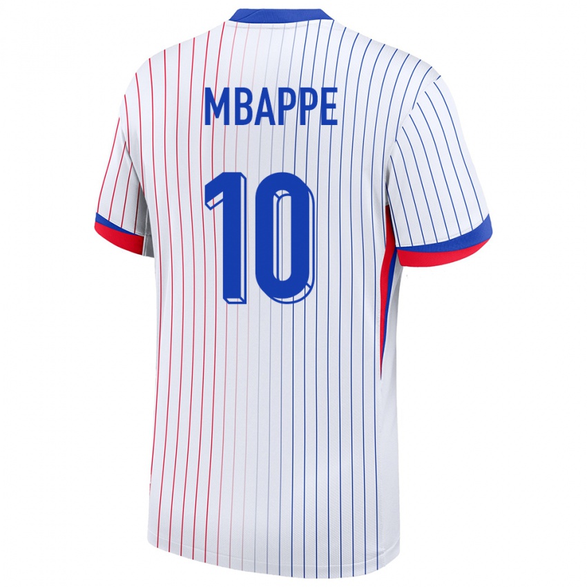 Børn Frankrig Kylian Mbappe #10 Hvid Udebane Spillertrøjer 24-26 Trøje T-Shirt
