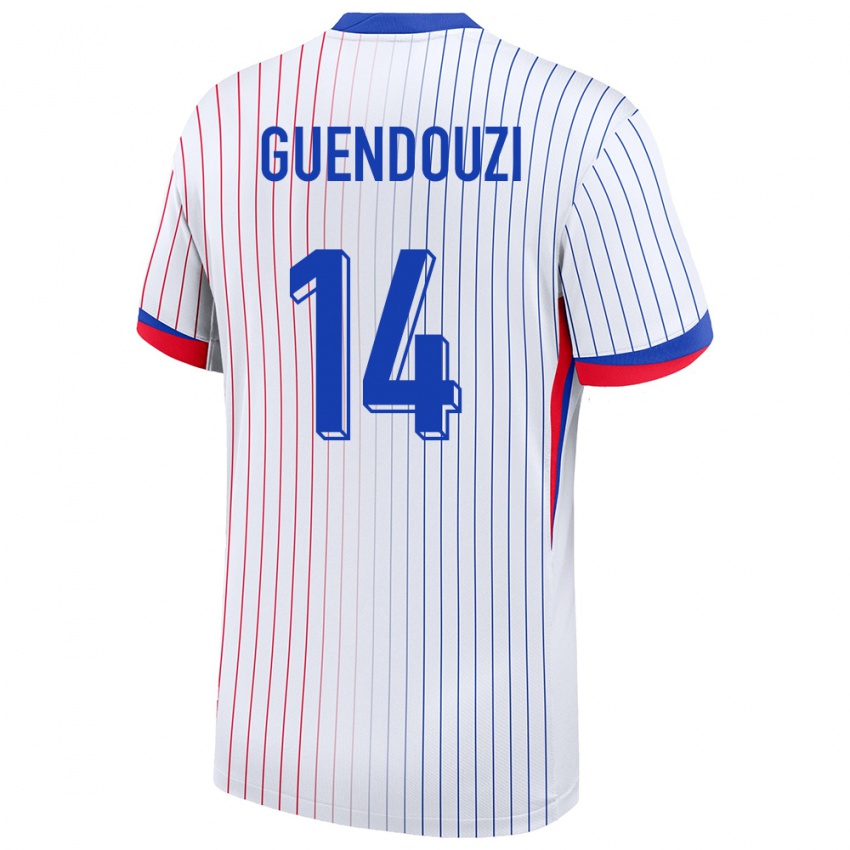 Børn Frankrig Matteo Guendouzi #14 Hvid Udebane Spillertrøjer 24-26 Trøje T-Shirt
