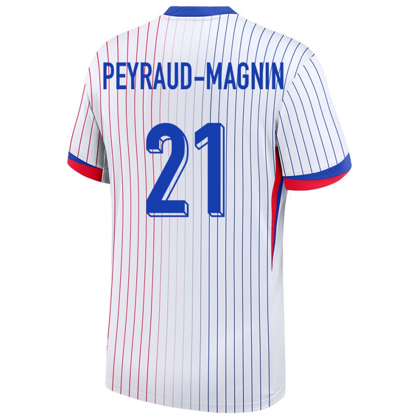 Børn Frankrig Pauline Peyraud Magnin #21 Hvid Udebane Spillertrøjer 24-26 Trøje T-Shirt