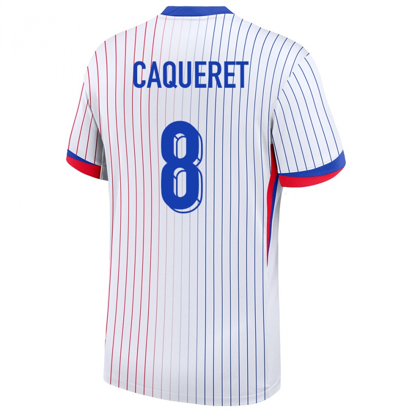Børn Frankrig Maxence Caqueret #8 Hvid Udebane Spillertrøjer 24-26 Trøje T-Shirt