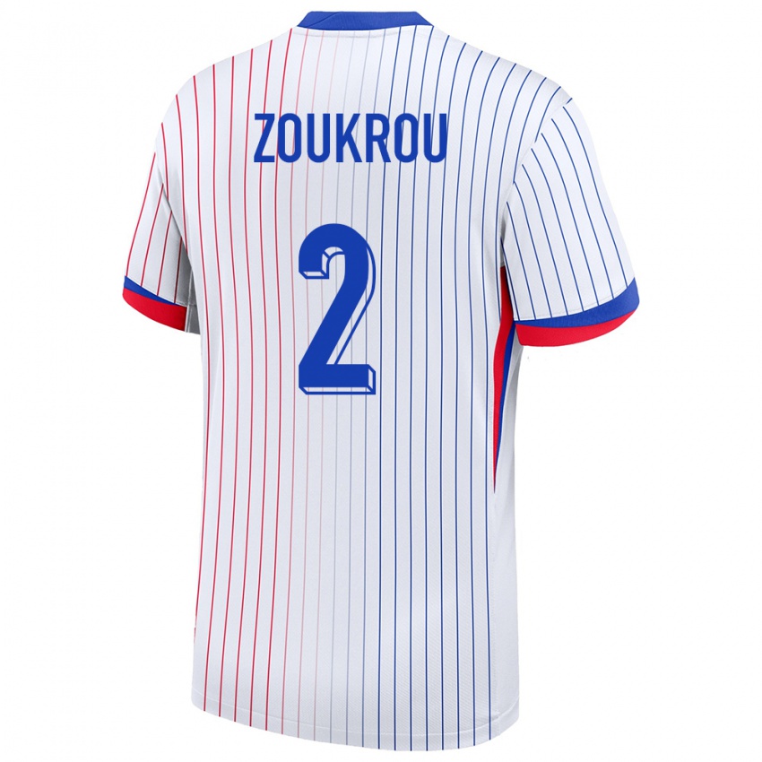 Børn Frankrig Tanguy Zoukrou #2 Hvid Udebane Spillertrøjer 24-26 Trøje T-Shirt