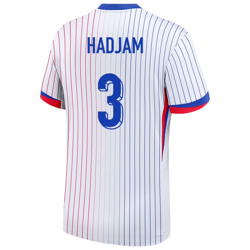 Børn Frankrig Jaouen Hadjam #3 Hvid Udebane Spillertrøjer 24-26 Trøje T-Shirt