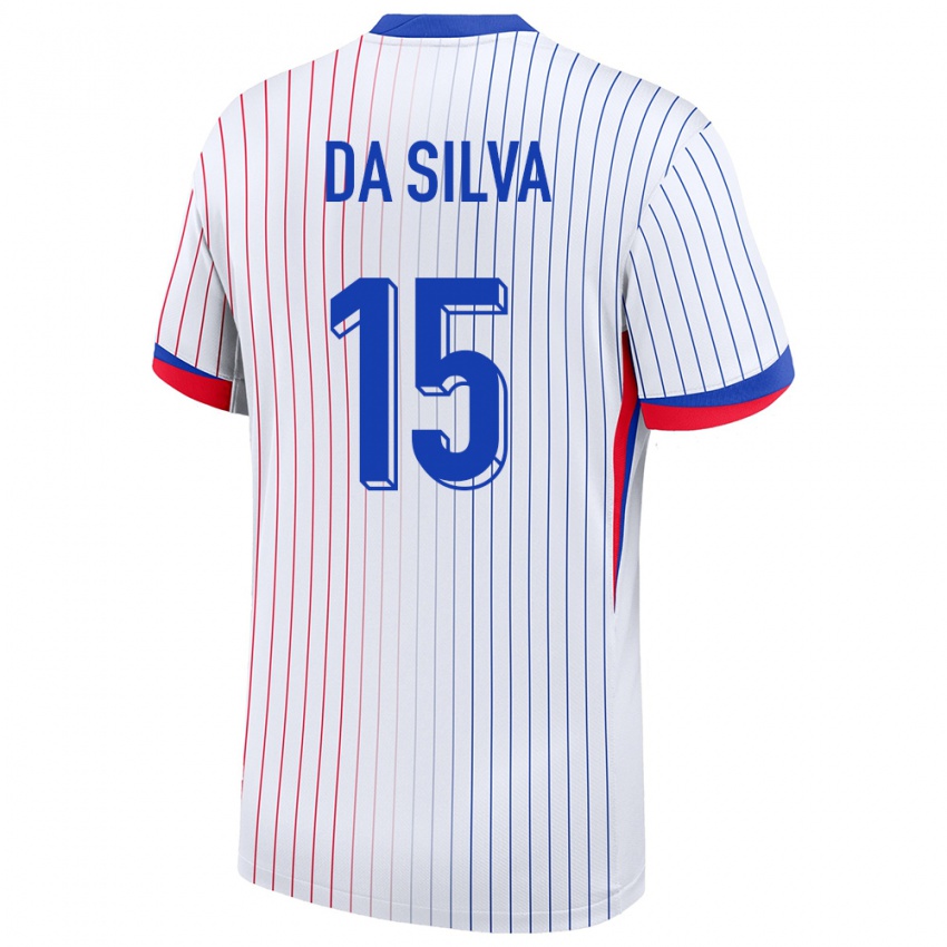 Børn Frankrig Florent Da Silva #15 Hvid Udebane Spillertrøjer 24-26 Trøje T-Shirt