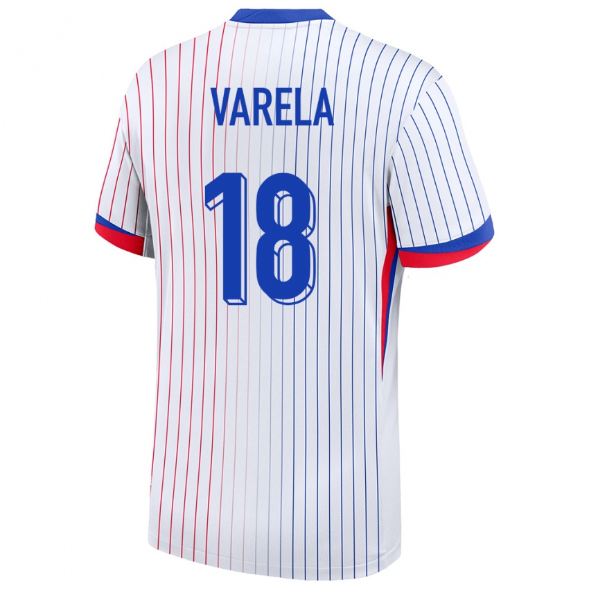 Børn Frankrig Jordan Varela #18 Hvid Udebane Spillertrøjer 24-26 Trøje T-Shirt