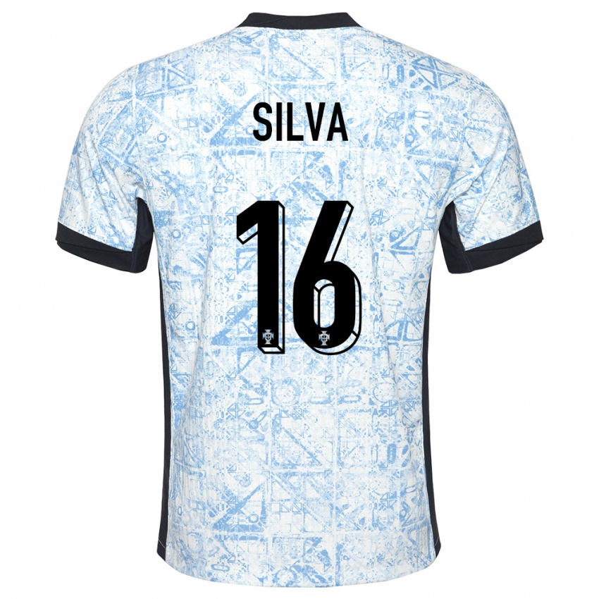 Børn Portugal Diana Silva #16 Creme Blå Udebane Spillertrøjer 24-26 Trøje T-Shirt